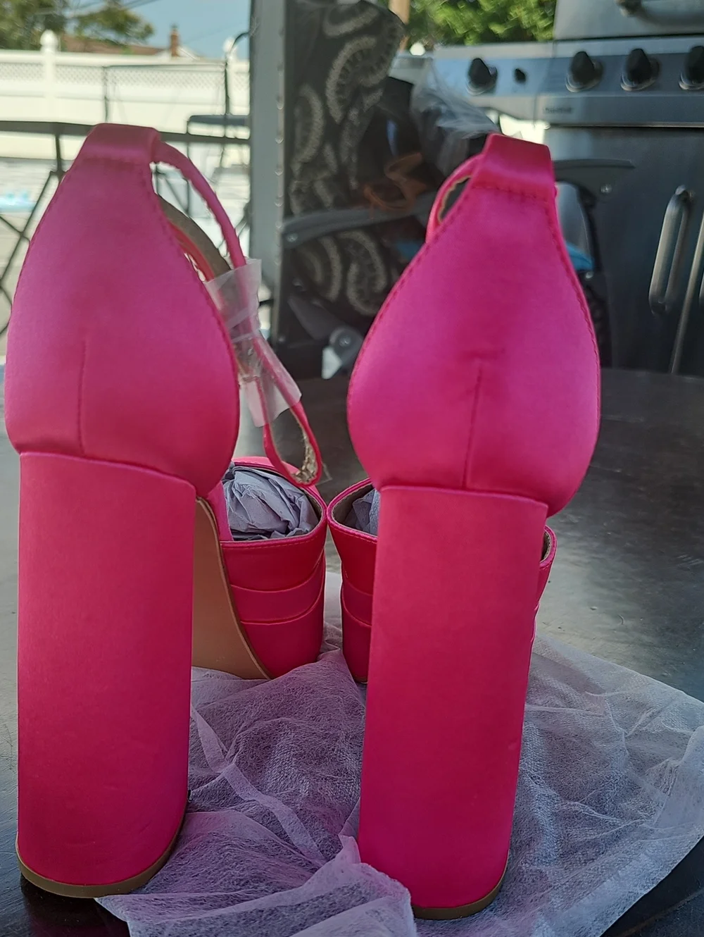 EGO Hot Pink Double  Platform Block Heel Sandals - Womens Sz 7 New